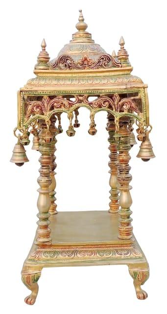 Vibrant Brass Multicolor Temple with Bells and Ghungroos-ArtyCraftz.com