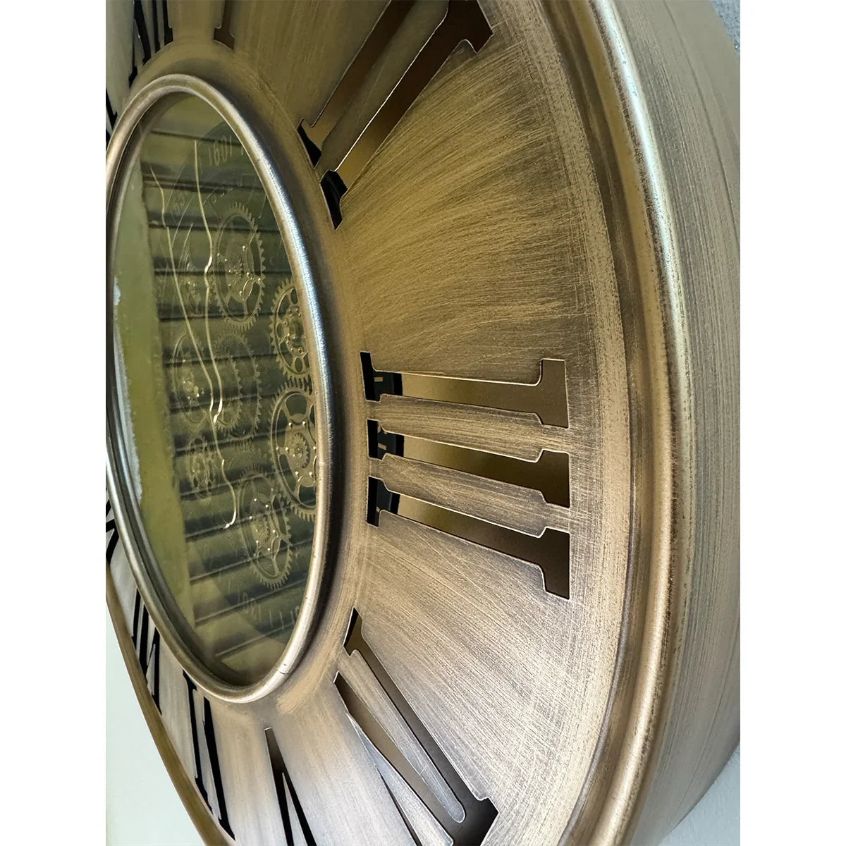 Vintage Roman Numeral Wall Clock with Gear Design-ArtyCraftz.com