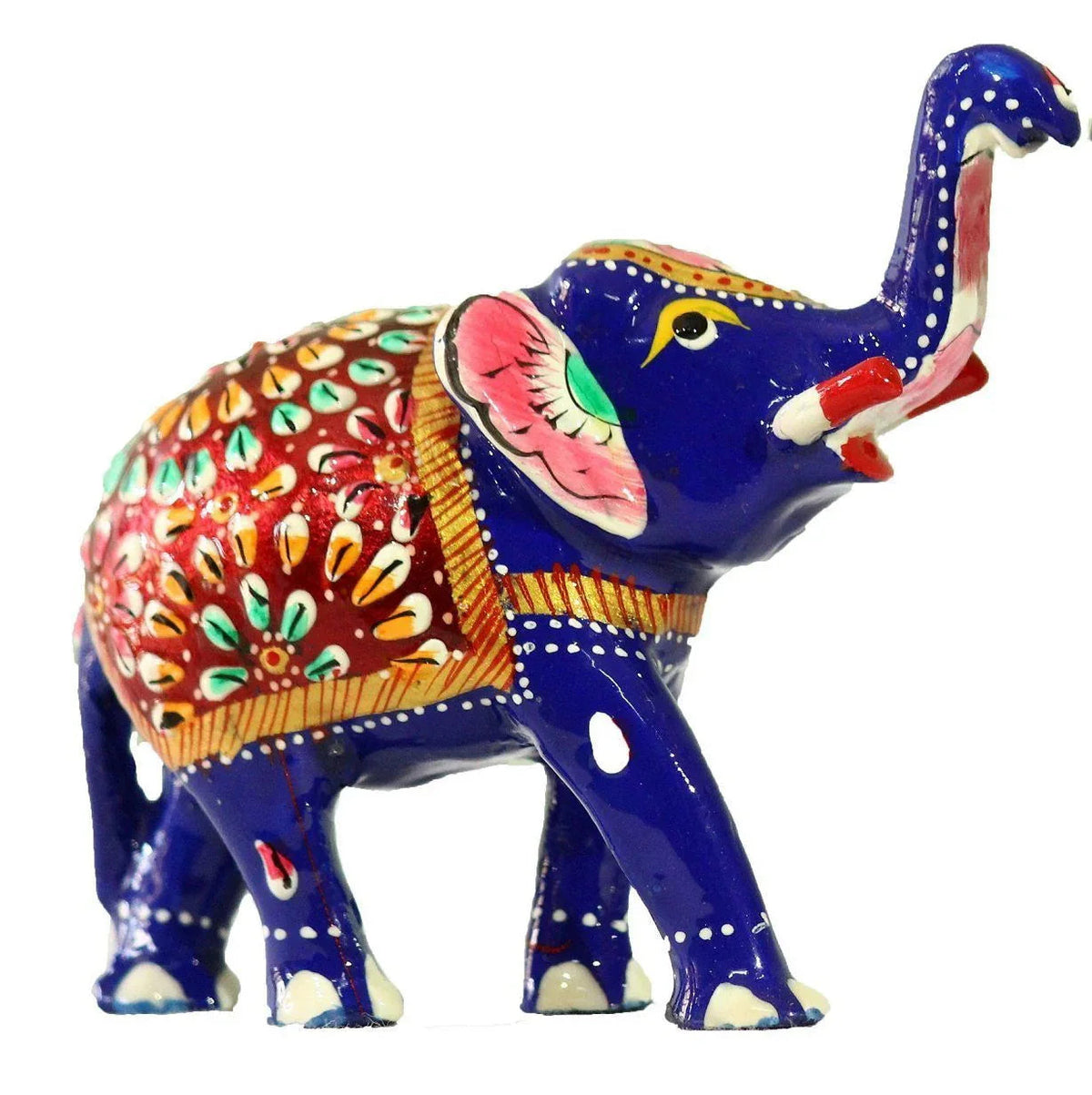 Iron Elephant Meenakari Art Work Antique Craft Rajasthani Pink City Jaipur Unique Wooden Traditional Handmade Handicraft Decorative Gift Item Home / Table / Wall Decor Showpiece - ArtyCraftz.com