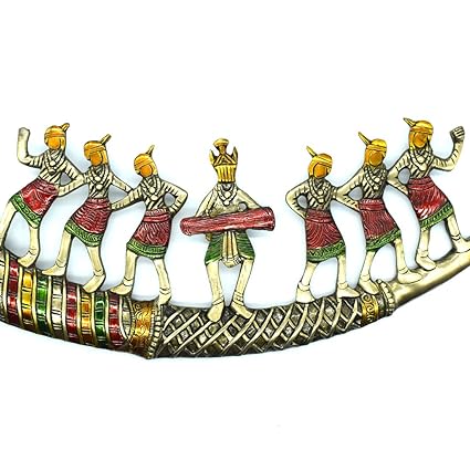 Wall Decor of Dancing Tribal Figures on Shehnai Wall Hanging