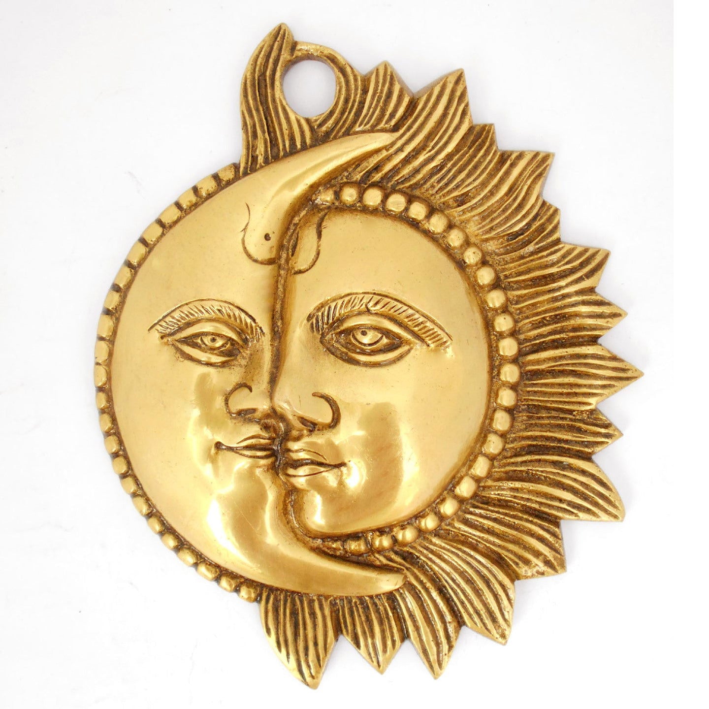 Wall Hanging of Sun and Moon Face in Antique Dual Finish Made of Brass - ArtyCraftz.com