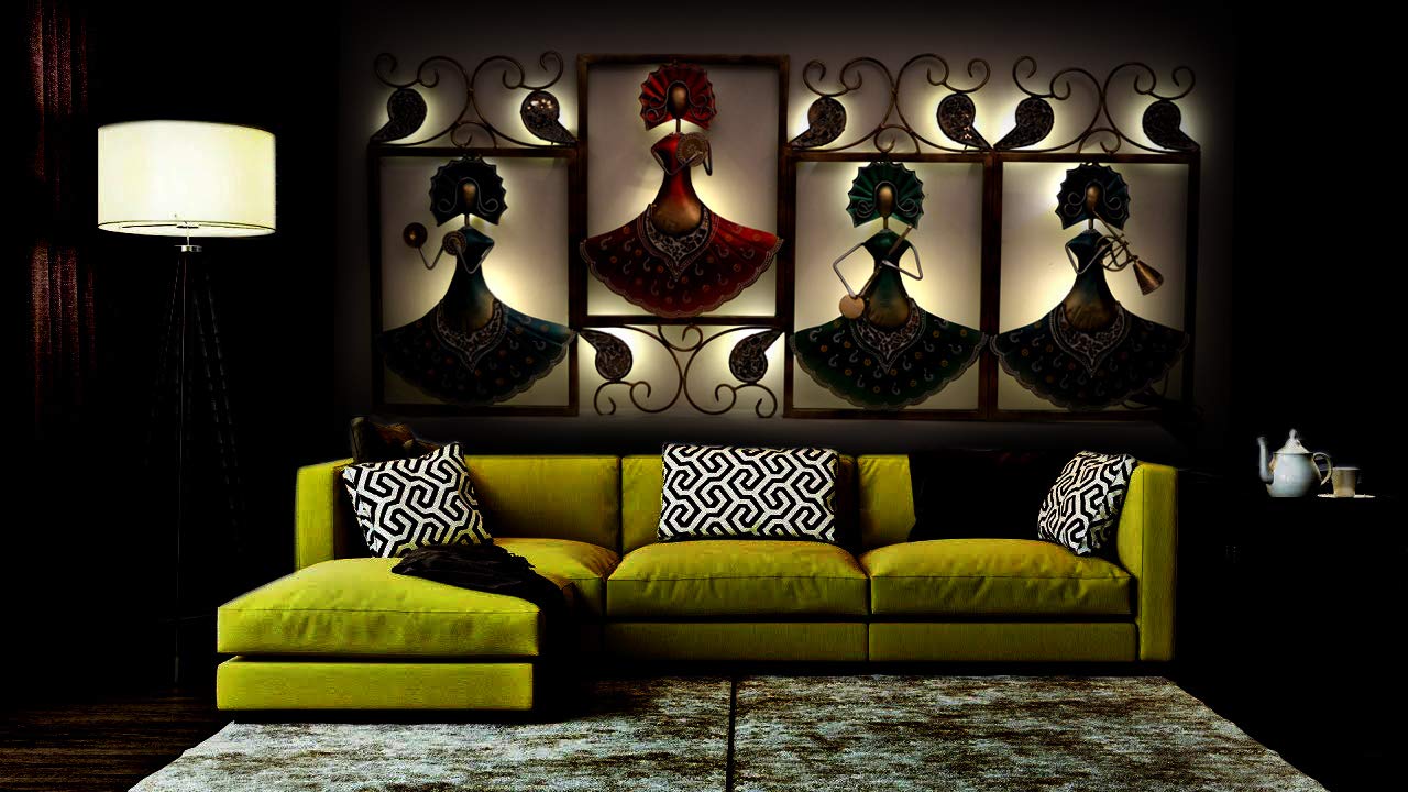 Metal Wall Mounted Frame Four Musical Doll with LED Light