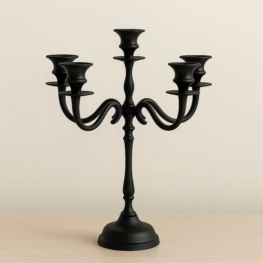 Evara Black 5-Arm Candle Holder