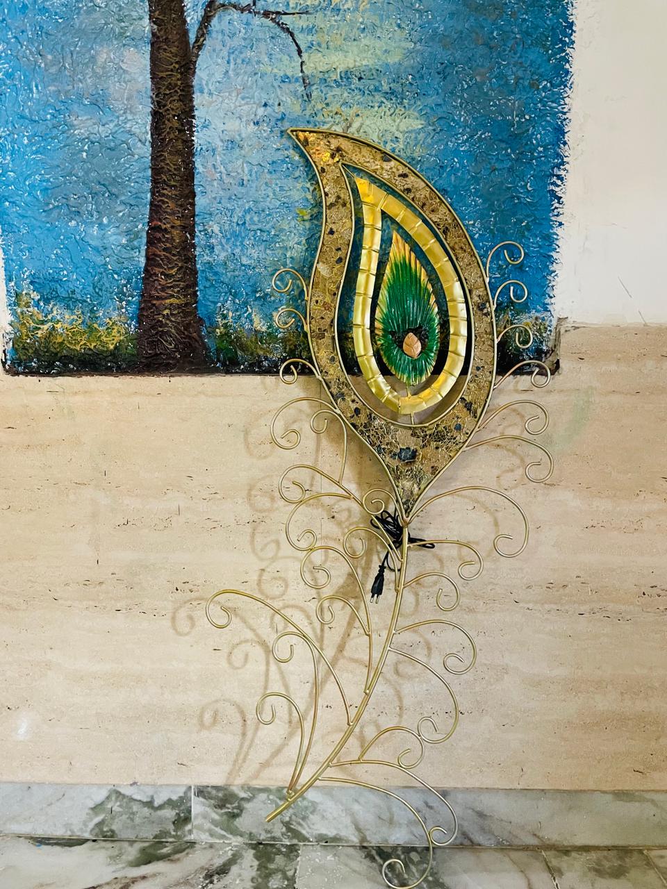 Handcrafted Metal Peacock Feather Wall Home Decor Gifting