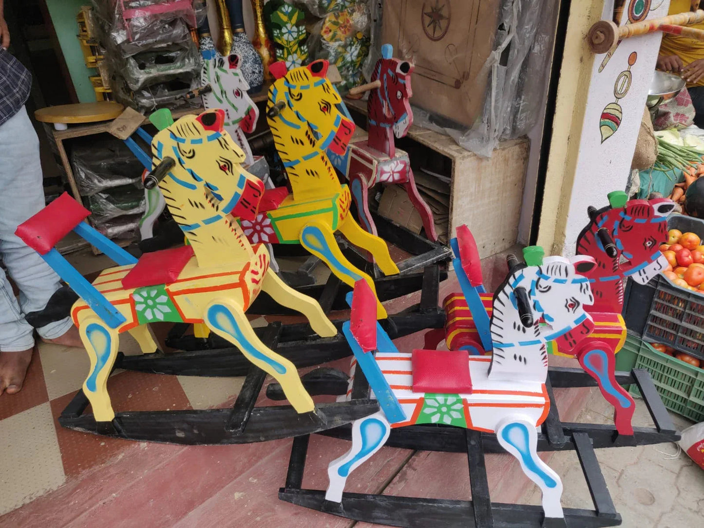 Channapatna Wooden Horse Rocking Chair for Kids