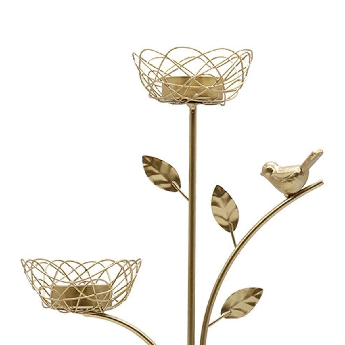 Wire Wild Flower with Solid Bird Candle Holder