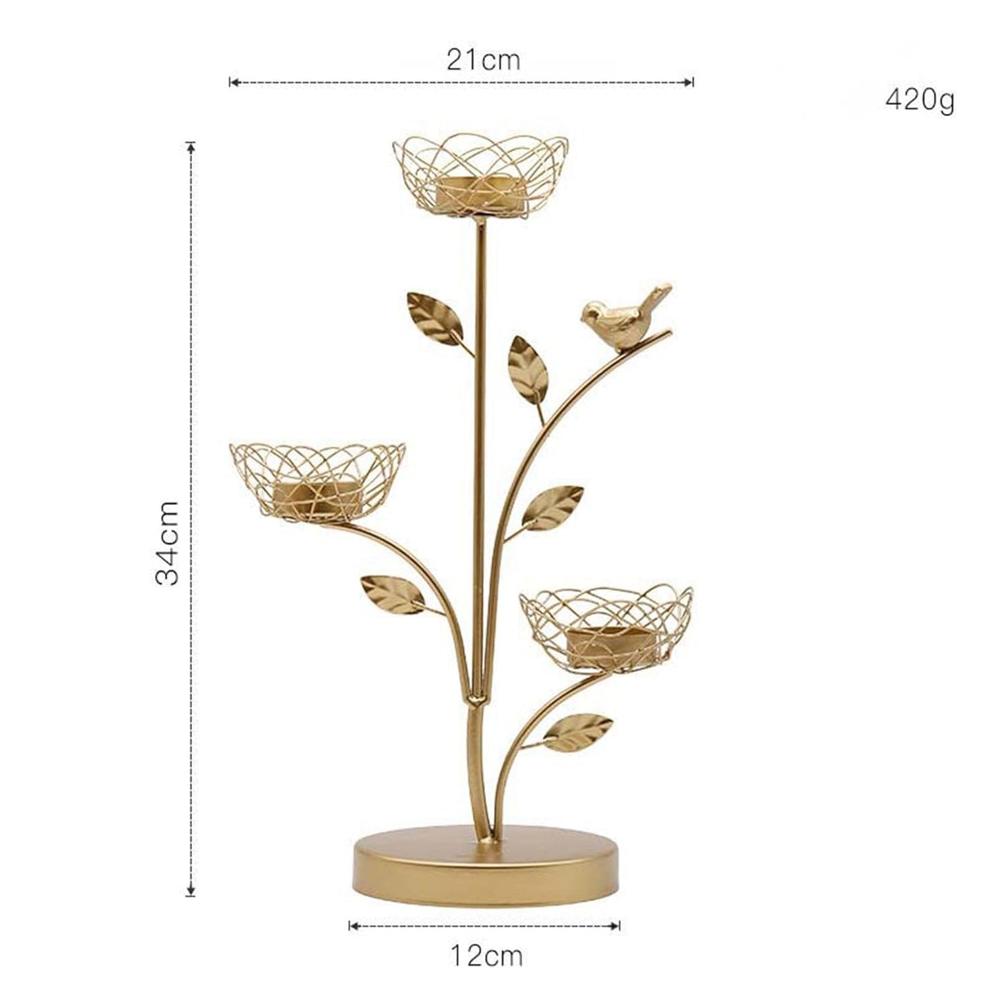 Wire Wild Flower with Solid Bird Candle Holder
