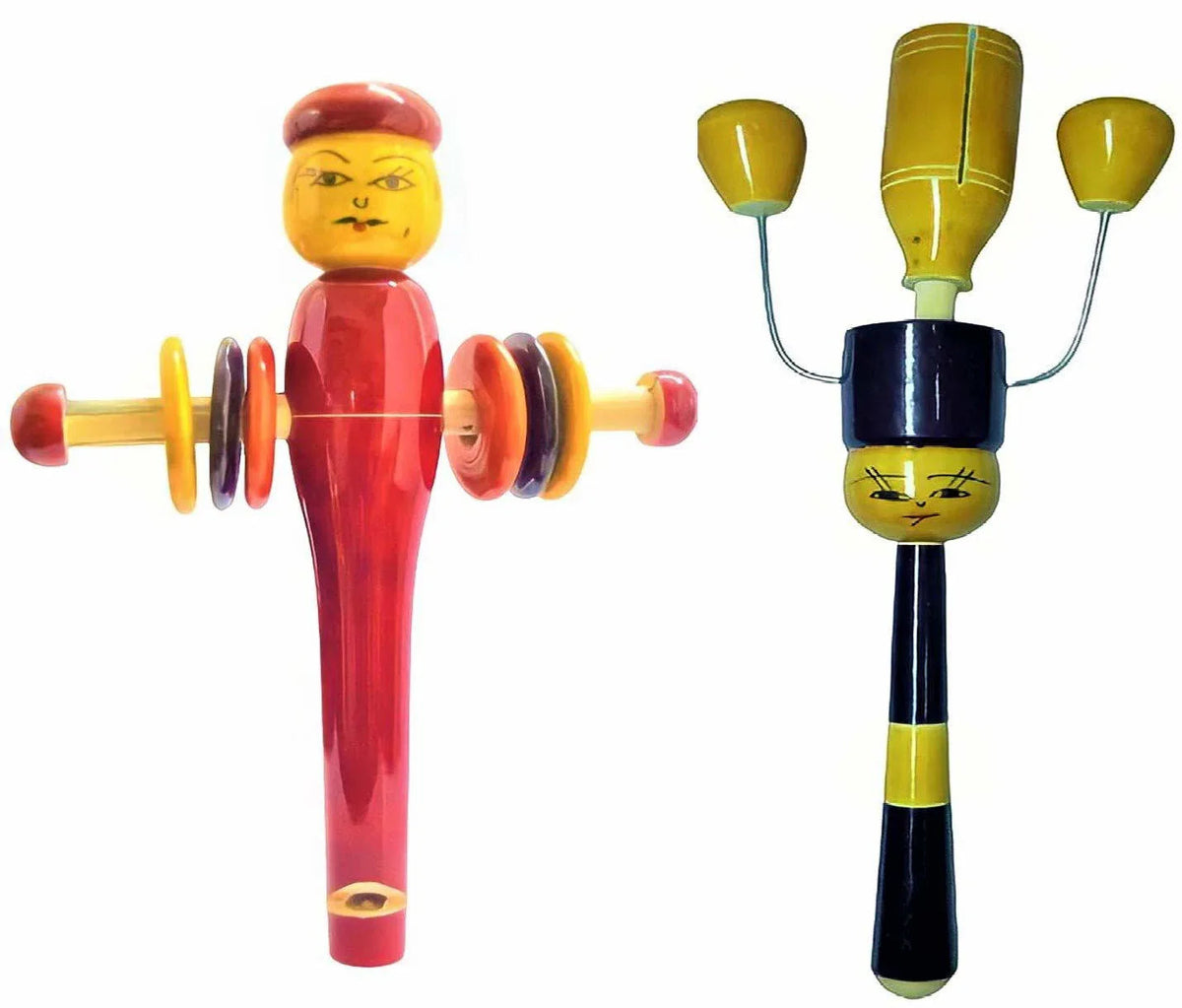 Wooden Baby Rattles Pack of 2 nos - Eco Friendly Channapatna Toys - Infants Music Makers - ArtyCraftz.com