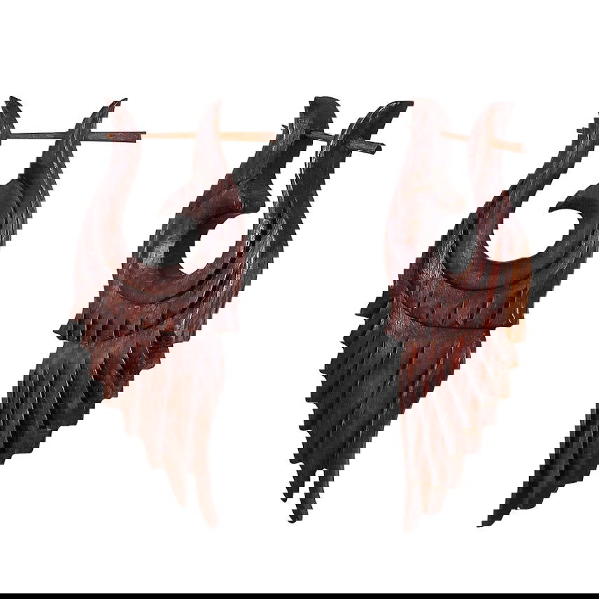 Wooden Carved Tribal Wing Post Earrings 2.8" - ArtyCraftz.com