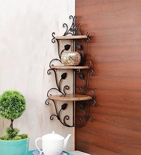 Luxury 3 Tier Iron Wall Corner Shelf-ArtyCraftz.com