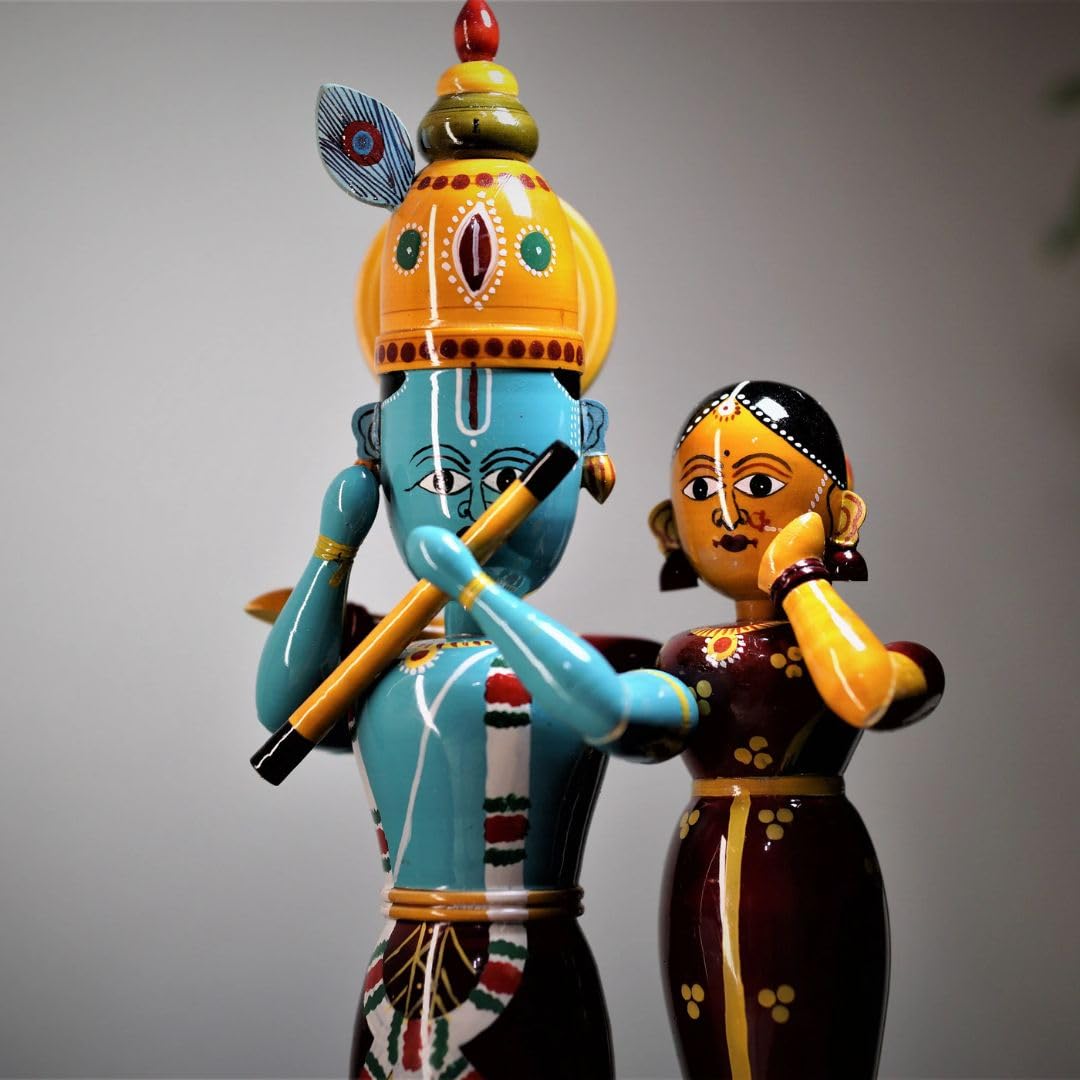 Wooden Etikoppaka Radha krishna Showpiece-ArtyCraftz.com