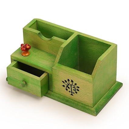 Wooden Multipurpose Table Organiser With Tree Carving - ArtyCraftz.com