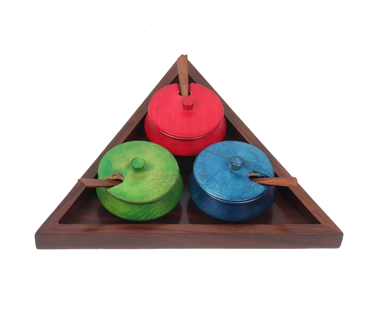 Wooden Serving Jar Set with Spoon and Tray, Condiment Jars, Mouthfreshner Jars