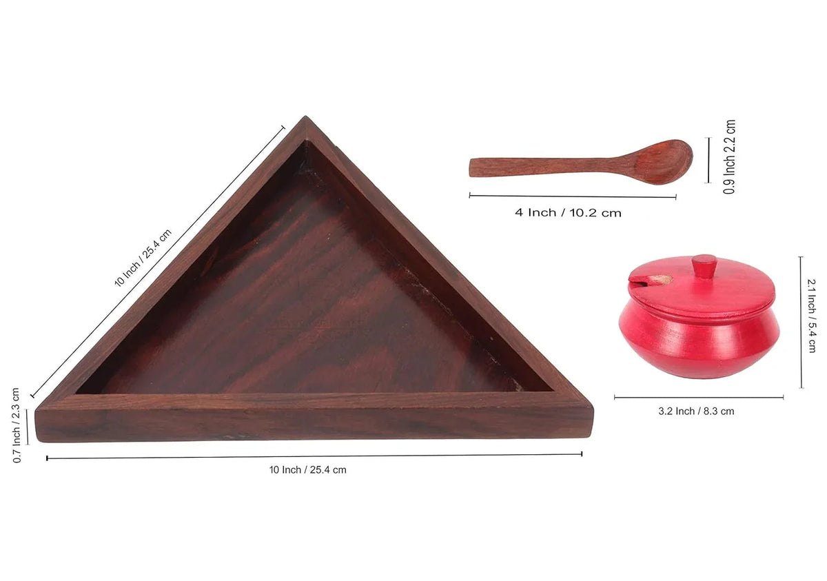 Wooden Serving Jar Set with Spoon and Tray, Condiment Jars, Mouthfreshner Jars