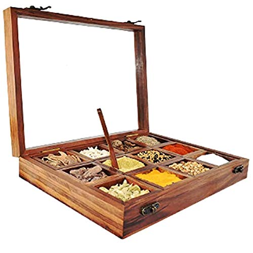 Wooden Spice Box with Spoon-ArtyCraftz.com