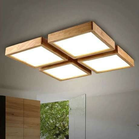 Wooden Square 4 Box Panels Ceiling Lamp With Dimming Remote For Living Room Dining Light Wood Bedroom Lamps - ArtyCraftz.com