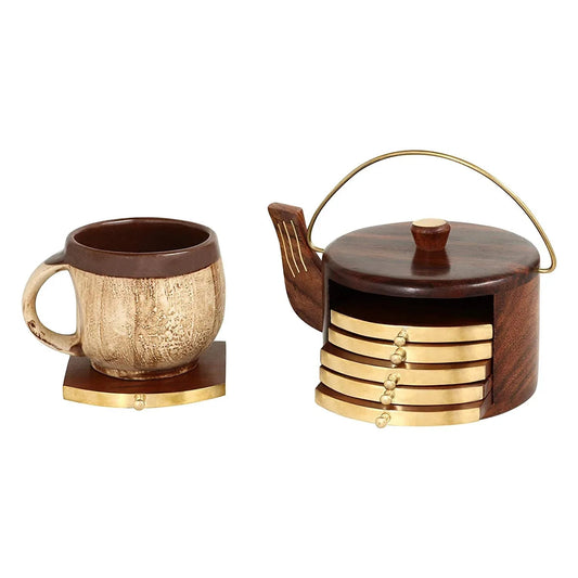 Wooden Tea Coasters Set of 6 for Kitchen and Dining Purposes