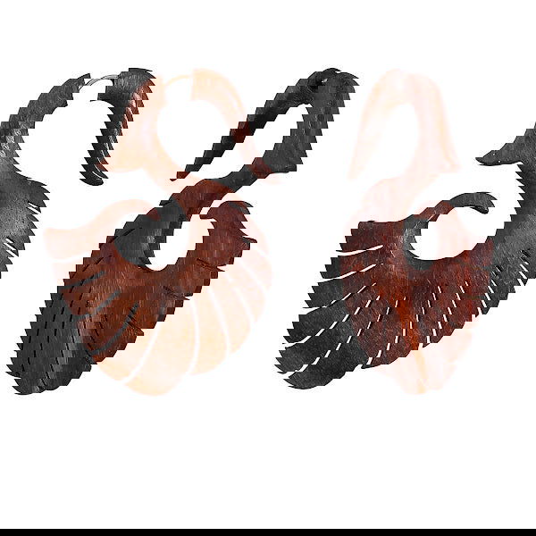 Wooden Tropical Feathered Bird Style Fake Gauges Earrings 2.4" - ArtyCraftz.com