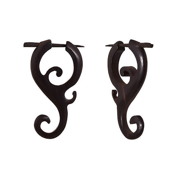 Wooden Twirl Vine Spiral Post Earrings 1.8" - ArtyCraftz.com