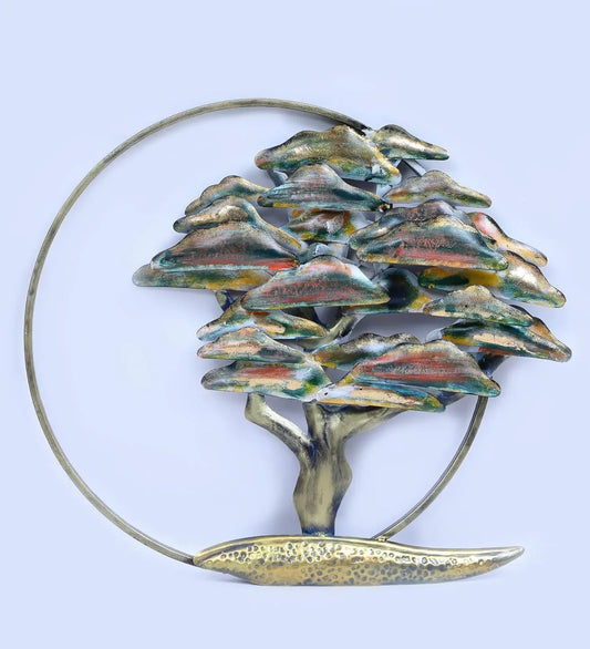 Multicolor Wrought Iron Hemlock Tree Wall Decorative Hanging & Mounted Art Sculpture Home Decor (Size 30 x 25 inches) - ArtyCraftz.com