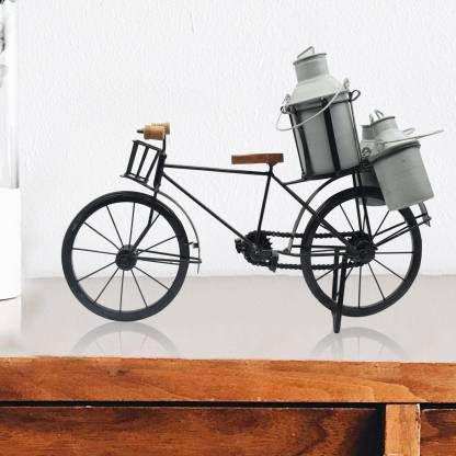 Wrought Iron Milk Man Cycle Showpiece with Three Milk Cans - ArtyCraftz.com