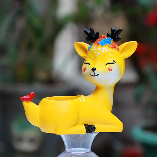 Yellow Resin Deer Planters-ArtyCraftz.com
