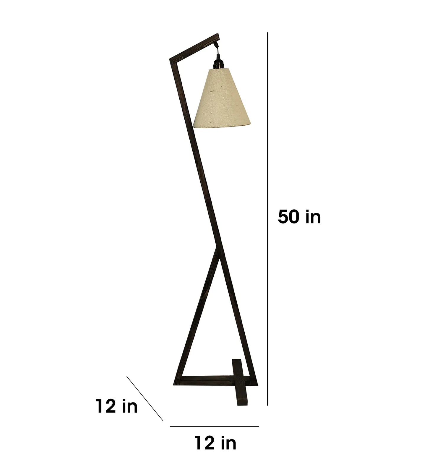 Zed Wooden Floor Lamp with Brown Base and Beige Fabric Lampshade - ArtyCraftz.com