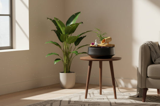 Zen Bamboo Tabletop Water Fountain with Planter-ArtyCraftz.com