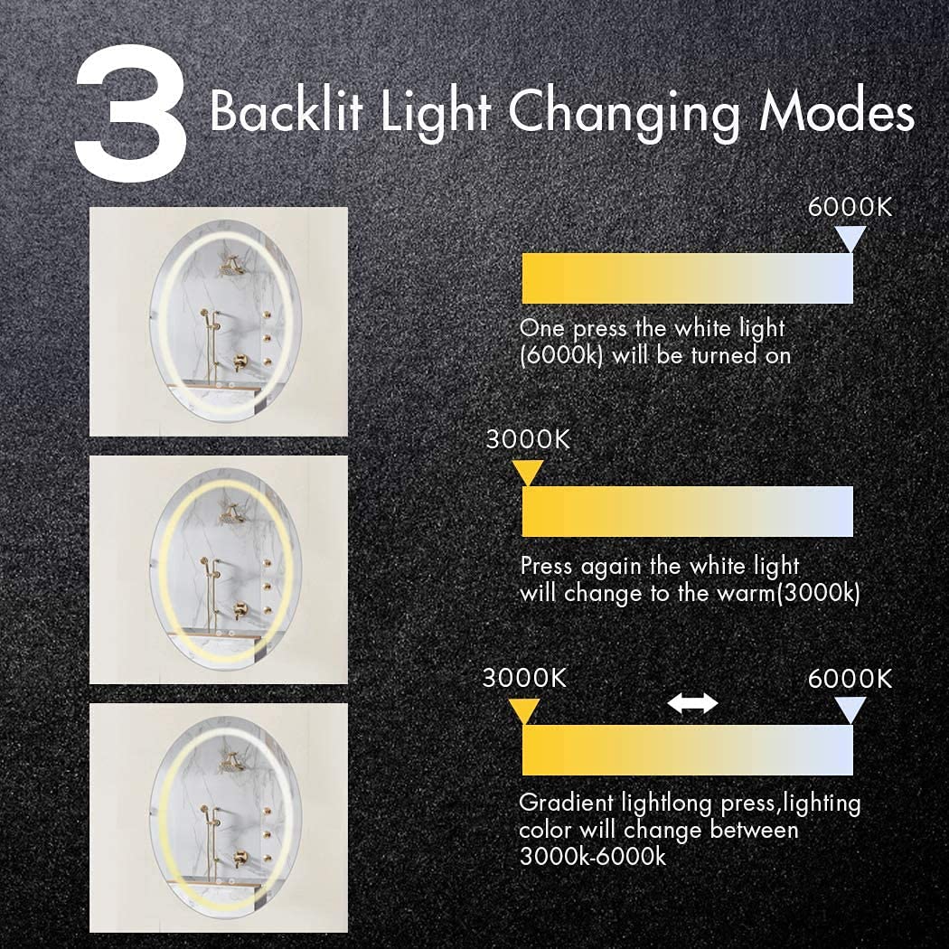 Zigzag Design Cool Warm White Adjustable LED Light Wall Mirror with Sensor - ArtyCraftz.com