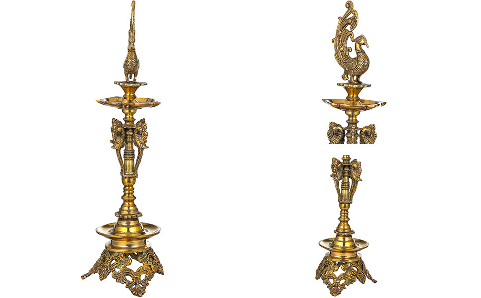 Handcrafted Brass Peacock Diya for Pooja and Gifting Wedding