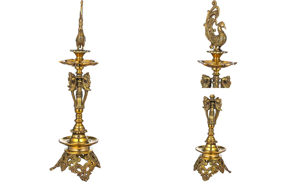 Handcrafted Brass Peacock Diya for Pooja and Gifting Wedding