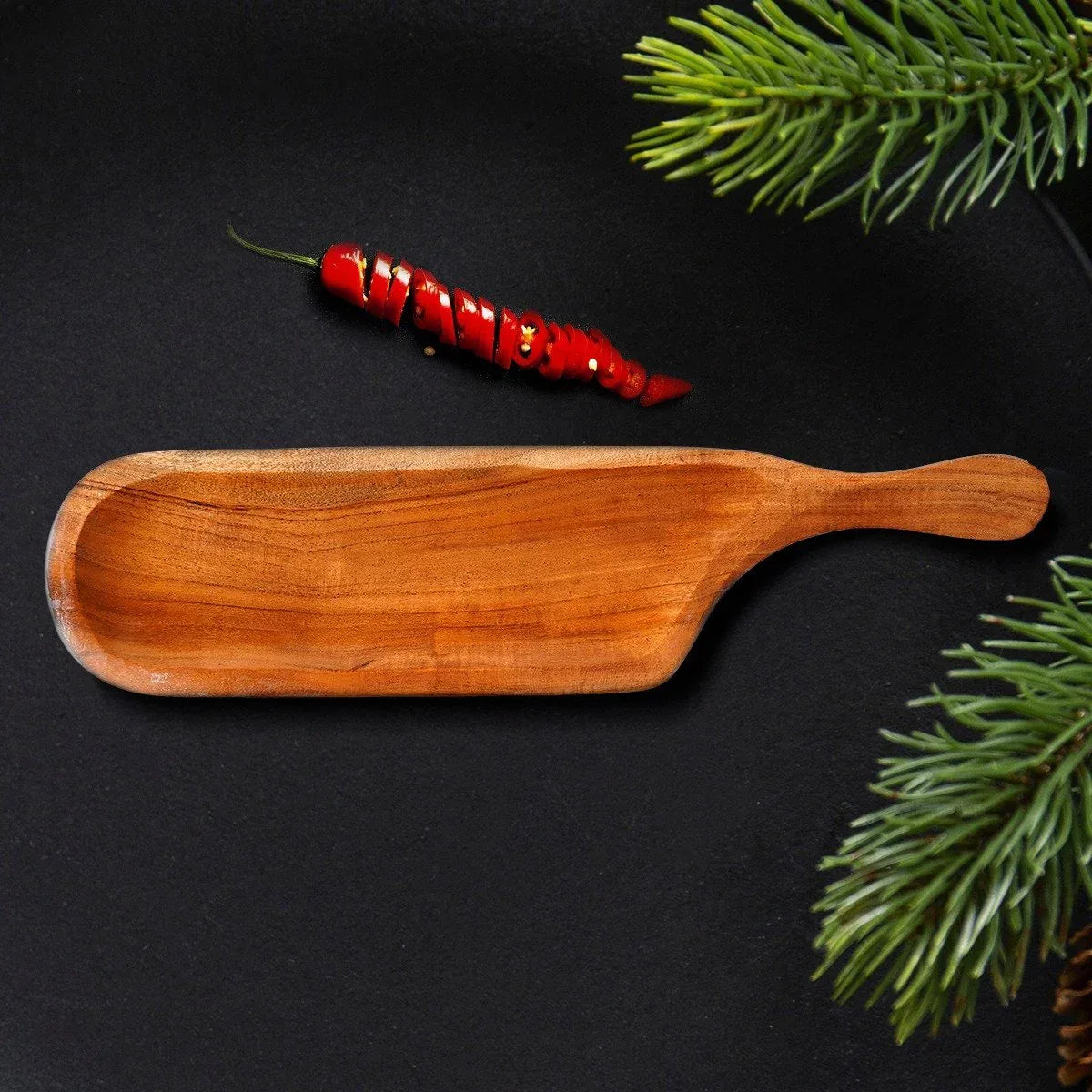 Acacia Wood Bat Tray for Serving Snacks - ArtyCraftz