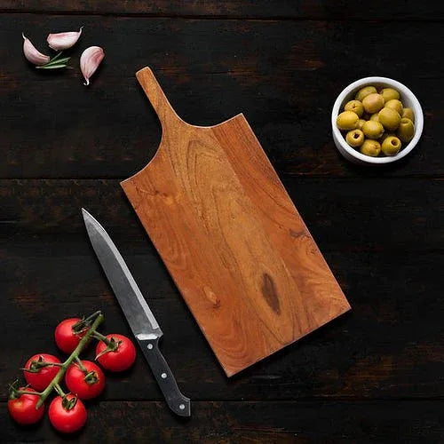 Acacia Wood Rectangular Chopping With Handle - ArtyCraftz