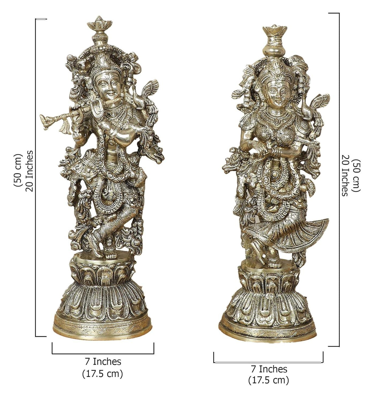 Antique Brass Radha Krishna Statue - ArtyCraftz