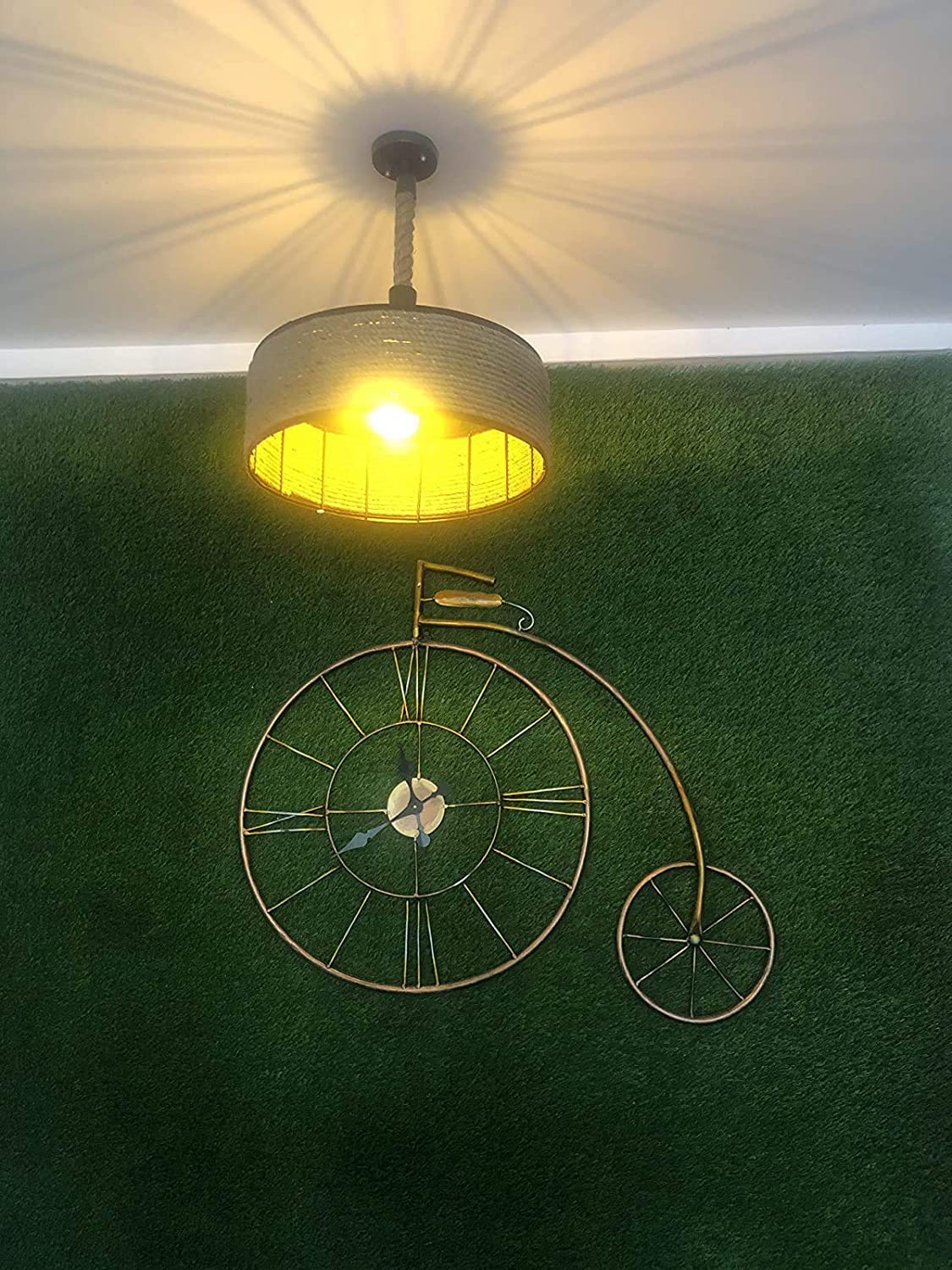 Antique Lift Retractable Pulley Metal and Jute Pendant Light - ArtyCraftz