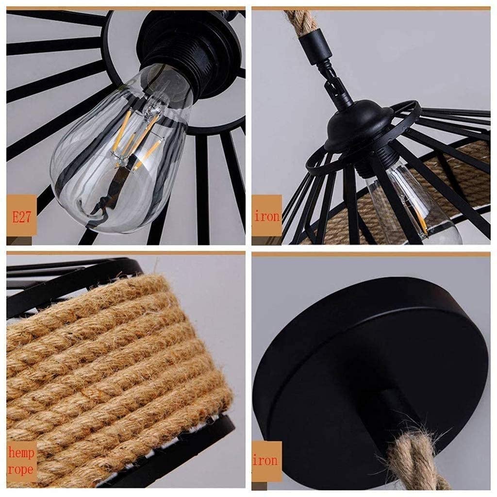 Antique Lift Retractable Pulley Metal and Jute Pendant Light - ArtyCraftz