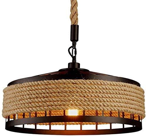 Antique Lift Retractable Pulley Metal and Jute Pendant Light - ArtyCraftz