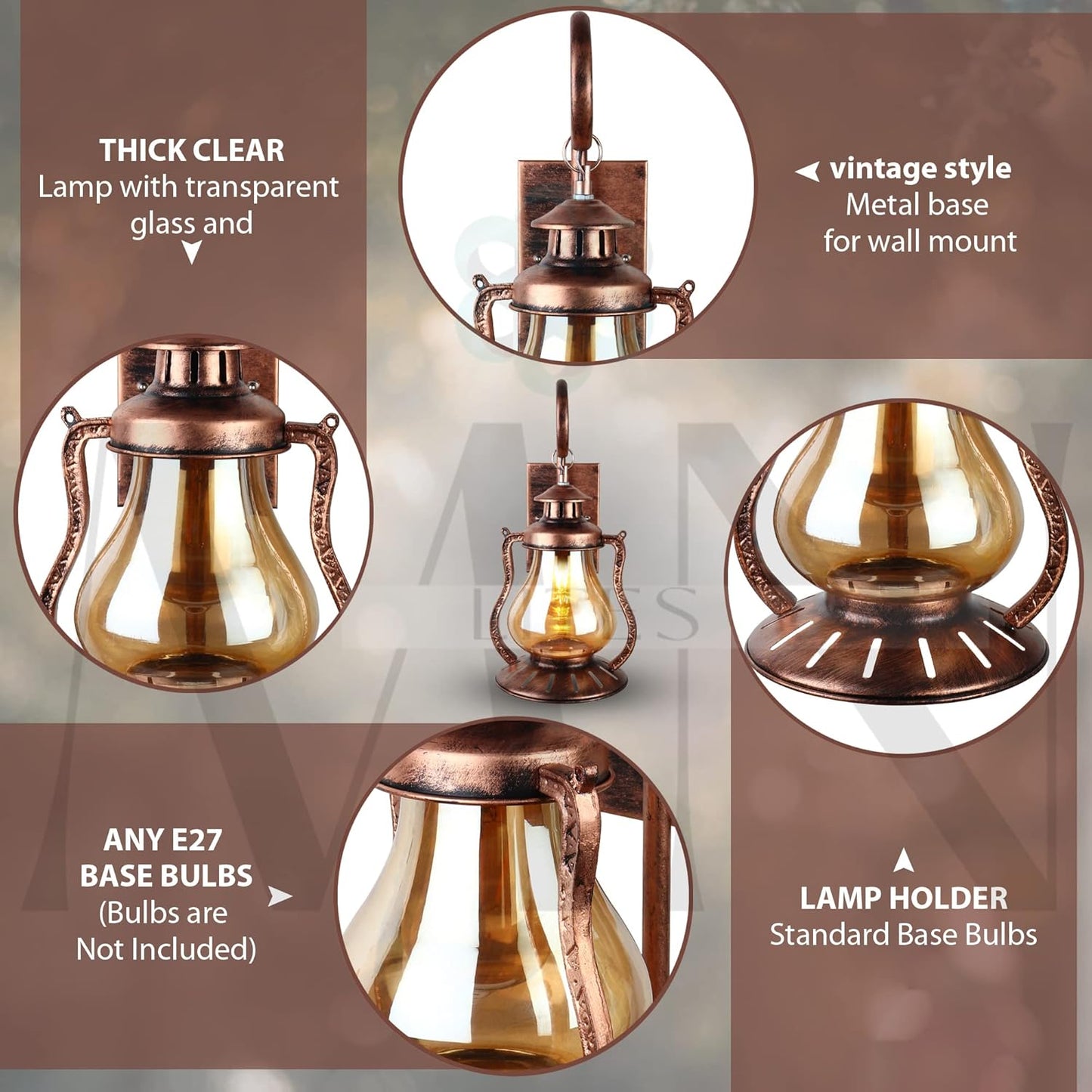 Antique Style Wall Sconce Lamp Luster Glass with Antique Finish Wall Light - ArtyCraftz