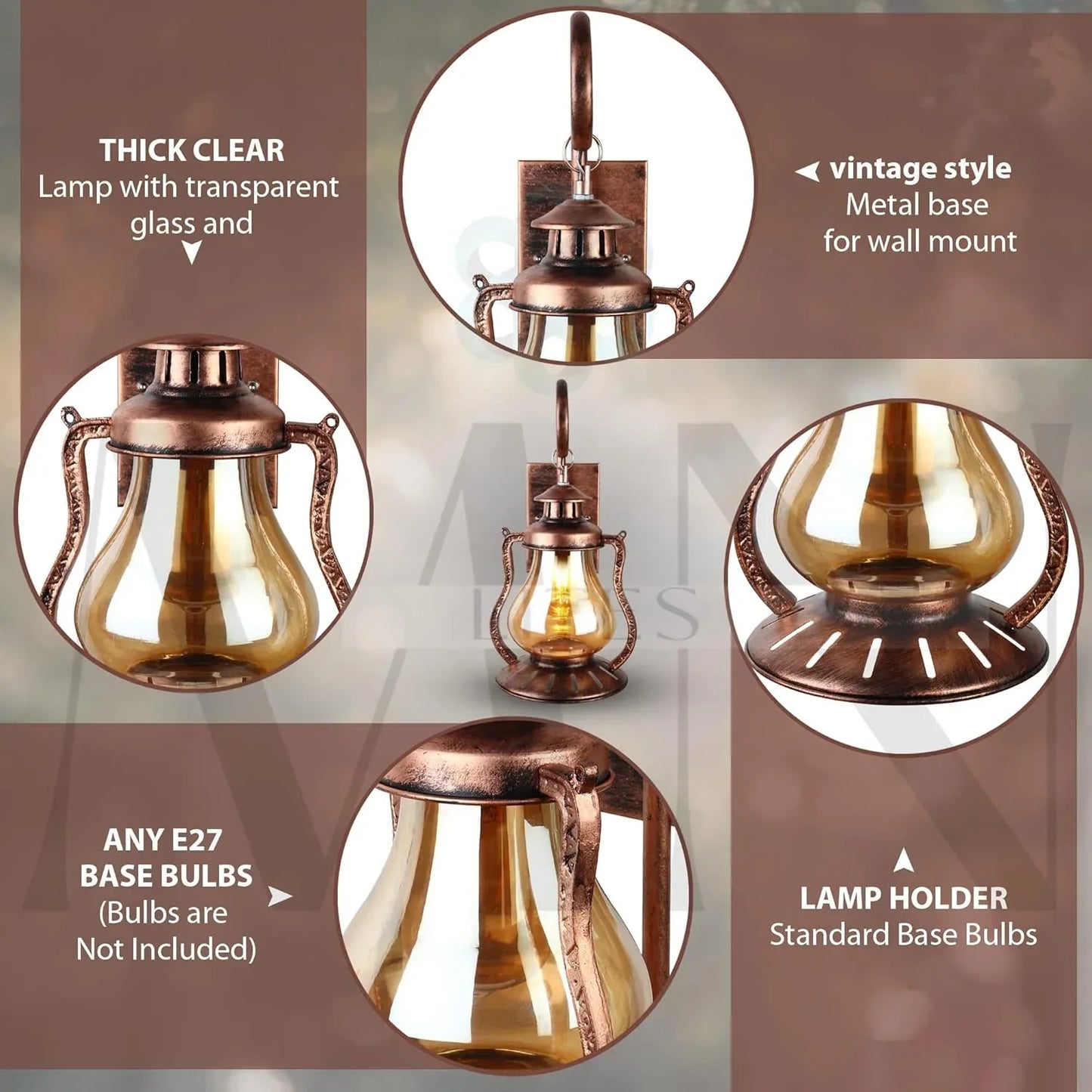 Antique Style Wall Sconce Lamp Luster Glass with Antique Finish Wall Light - ArtyCraftz