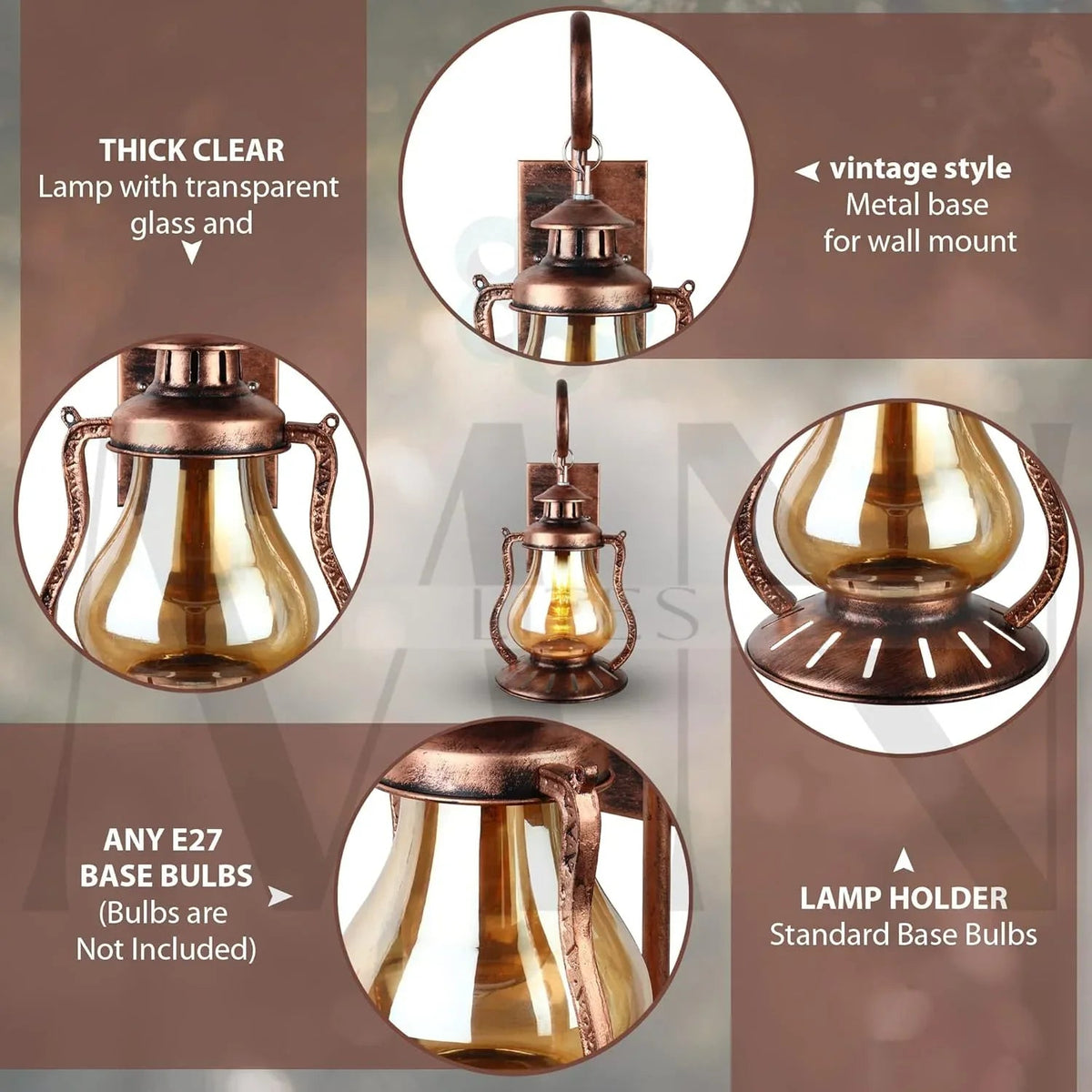 Antique Style Wall Sconce Lamp Luster Glass with Antique Finish Wall Light - ArtyCraftz