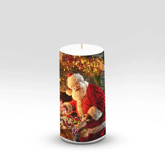 AuraDecor Unscented Christmas Santa Claus Pillar Candle - ArtyCraftz