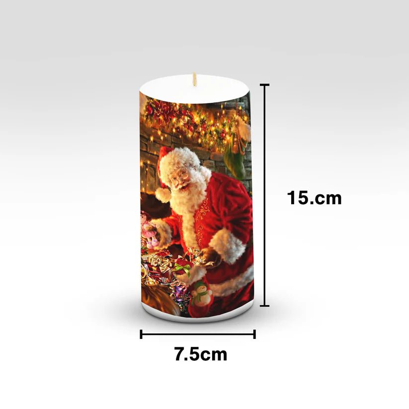 AuraDecor Unscented Christmas Santa Claus Pillar Candle - ArtyCraftz