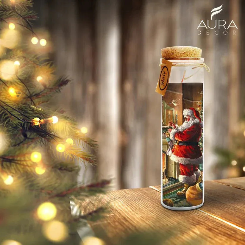 AuraDecor Unscented Christmas Santa Near Chimney Jar Candle - ArtyCraftz