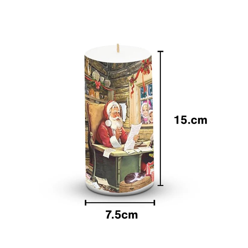 AuraDecor Unscented Christmas Santa Reading Note Pillar Candle - ArtyCraftz
