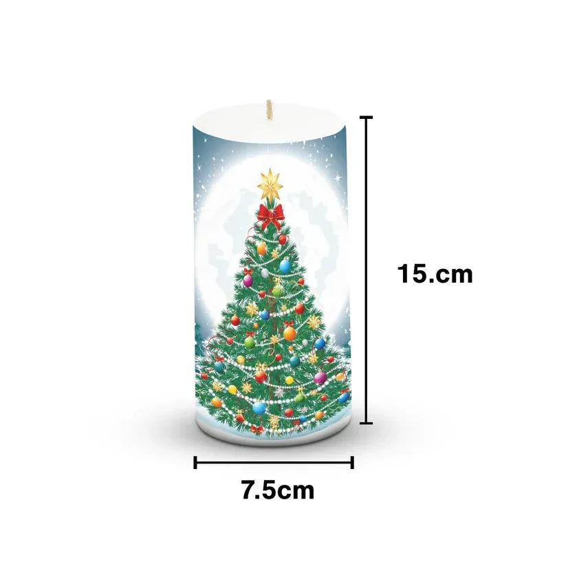 AuraDecor Unscented Christmas Tree Pillar Candle - ArtyCraftz