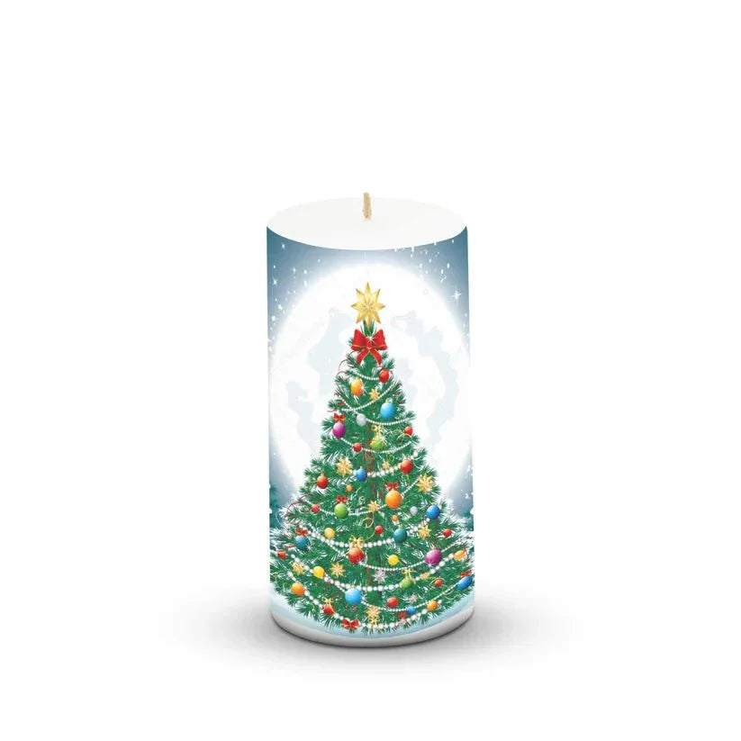 AuraDecor Unscented Christmas Tree Pillar Candle - ArtyCraftz