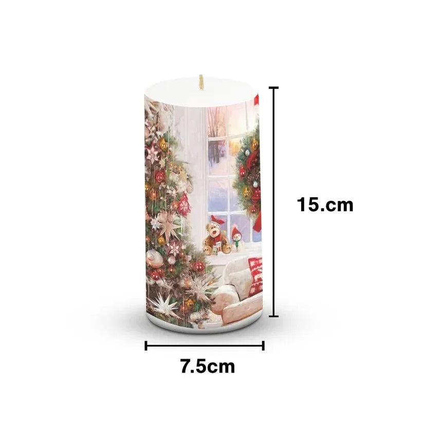 AuraDecor Unscented Decorative Christmas Tree Pillar Candle - ArtyCraftz