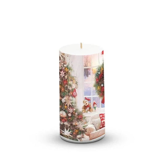 AuraDecor Unscented Decorative Christmas Tree Pillar Candle - ArtyCraftz