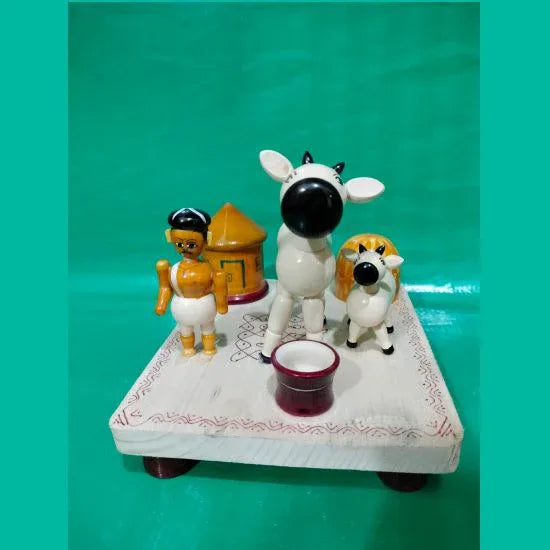Etikoppaka Cow with Calf Showpiece