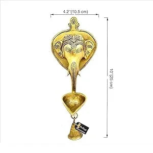 Brass Ganesh Wall Hanging with Single Diya & Bell-ArtyCraftz.com